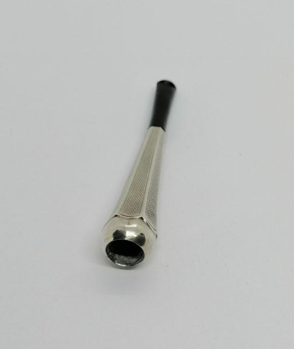 Fume-cigarette, argent guilloché, bakélite noir, Art Déco. – Image 2