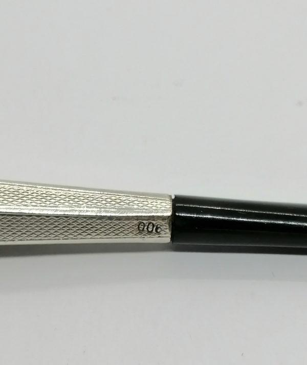 Fume-cigarette, argent guilloché, bakélite noir, Art Déco. – Image 4