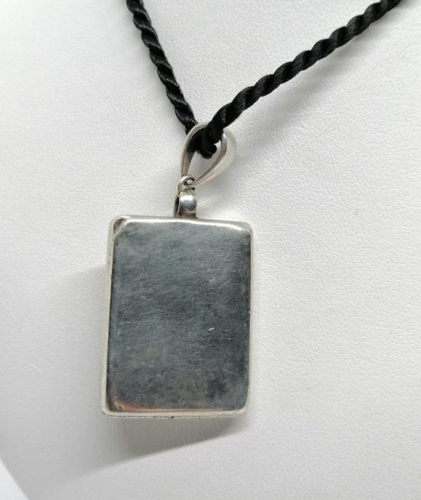 Pendentif argent, rectangulaire, porte-photo avec décor floral et cartouche, Art Nouveau. – Image 4