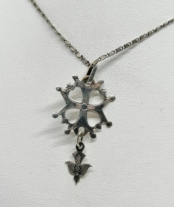 Pendentif argent, croix Huguenotte. – Image 4