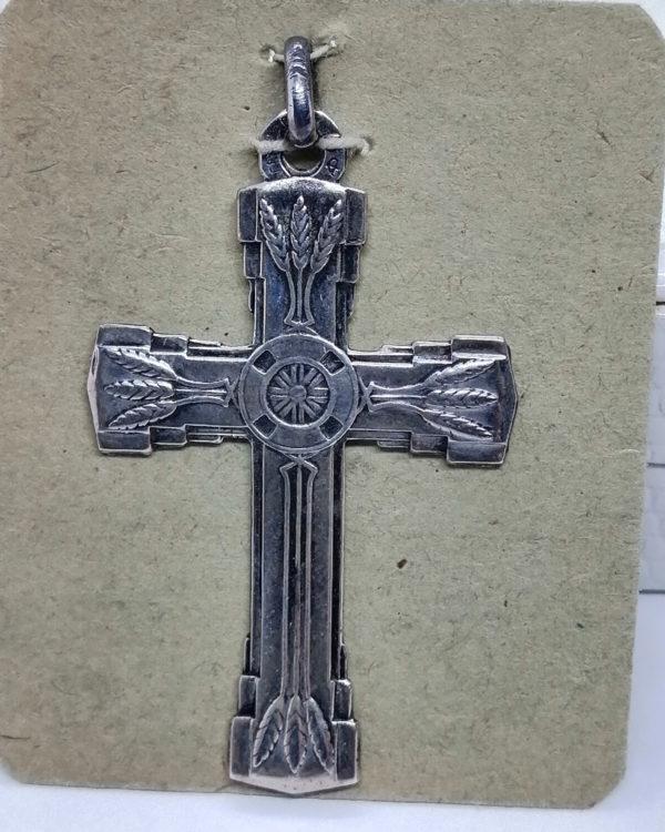 Pendentif argent, croix avec motifs de blés. – Image 2