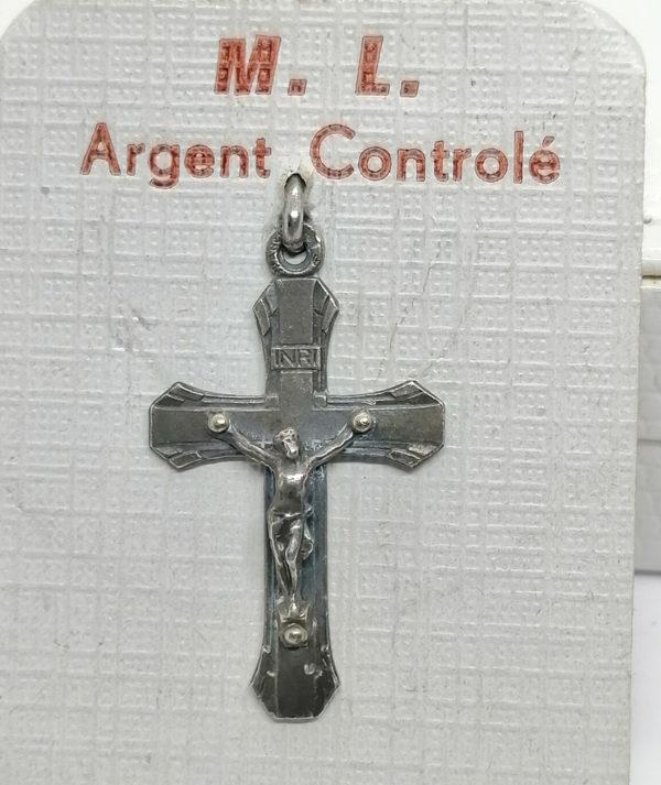 Pendentif argent, croix avec Christ en relief, petit modèle. – Image 2