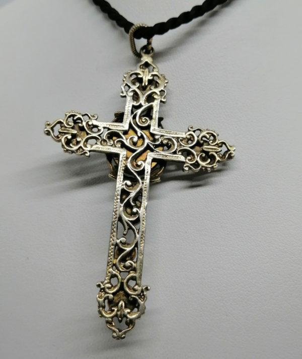 Pendentif argent, vermeil, croix sertie de turquoise, fin 19ième siècle. – Image 4