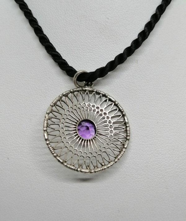 Pendentif argent, ajouré avec améthyste. – Image 3