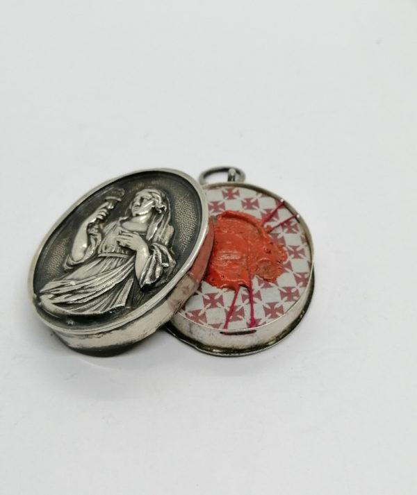 Pendentif argent, reliquaire de Saint Joseph, vers 1900. – Image 5