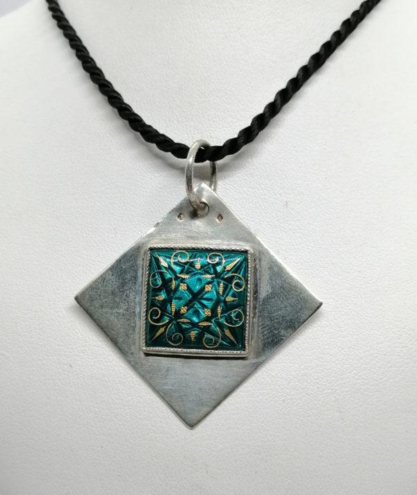 Pendentif argent, vintage, Emaux de Bressan.