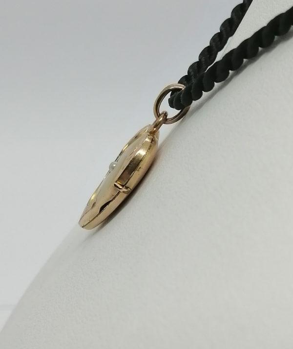 Pendentif, porte-photo de forme coeur, en plaqué or rosé. – Image 2