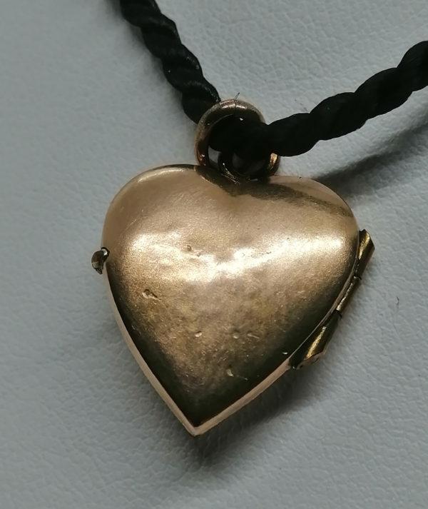 Pendentif, porte-photo de forme coeur, en plaqué or rosé. – Image 3