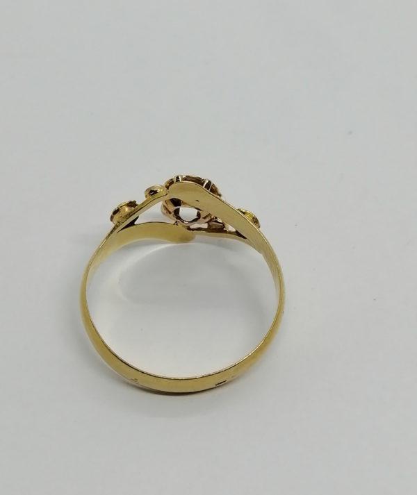Bague en or rose et vert, fleurette avec perles fine, Art Nouveau. – Image 3