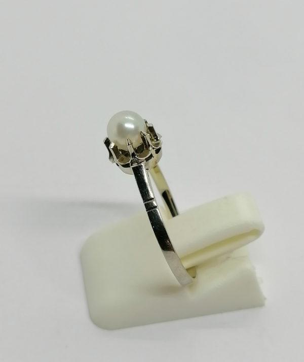 Bague en or gris avec perle de culture. – Image 2