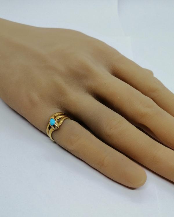 Bague en or, modèle serpent avec turquoise, 1920. – Image 5