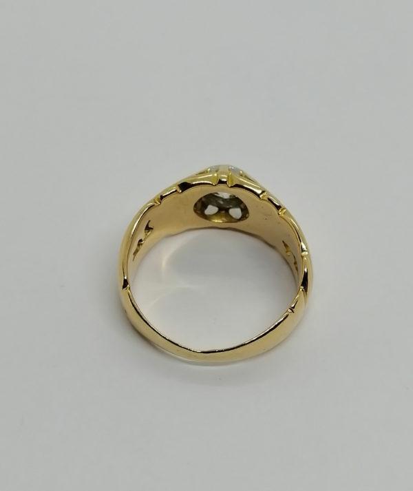 Bague en or, petit jonc, monture végétale avec diamant, Art Nouveau. – Image 3