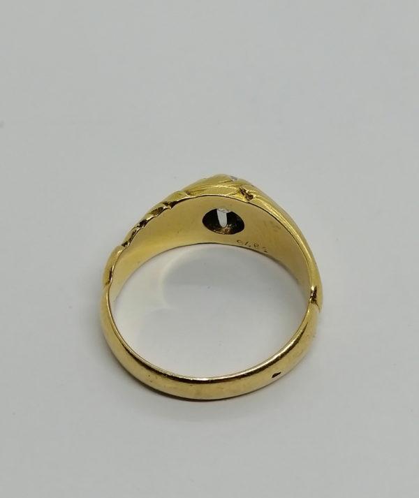 Bague en or, chevalière monture feuillagée, diamant, Art Nouveau, 1900. – Image 3