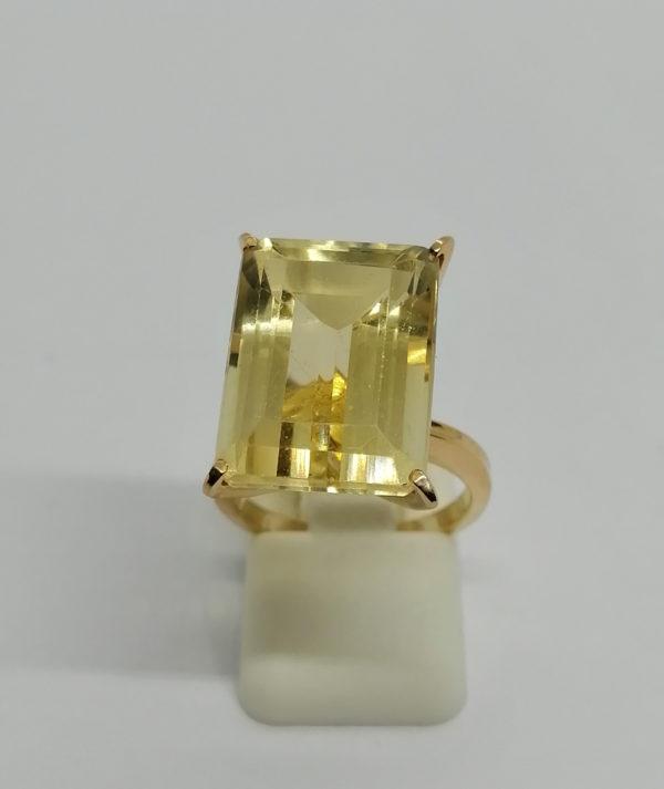 Bague en or avec grosse citrine naturelle, monture 1950-60.