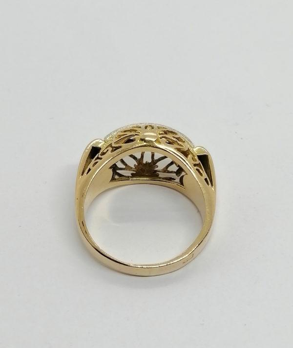 Bague en or rosé et platine, ajourée, sertie de diamants, 1920. – Image 3