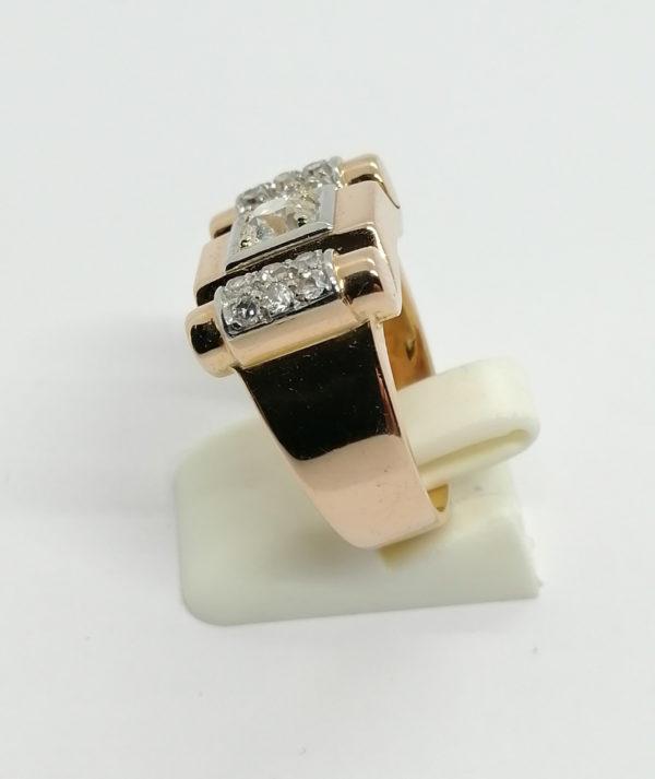 Bague or, bicolore, diamants, modèle fin art déco, 1925. – Image 2