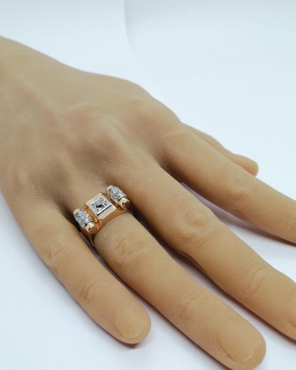Bague or, bicolore, diamants, modèle fin art déco, 1925. – Image 5