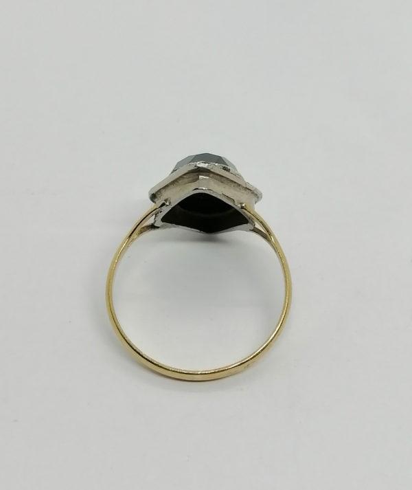 Bague or/argent, hématite et marcasites, Art Déco, vers 1925. – Image 3