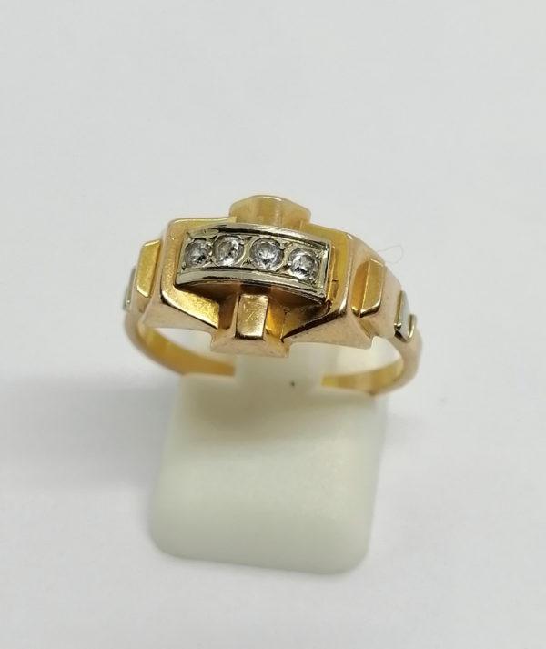 Bague en or bicolore, modèle Art Déco, avec saphir blanc, 1925.
