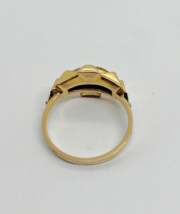 Bague en or bicolore, modèle Art Déco, avec saphir blanc, 1925. – Image 3