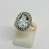 Bague en or, avec aigue-marine et pavage de roses de diamants, 1920.