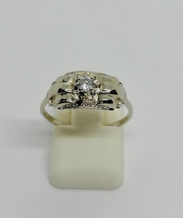 Bague en or gris, modèle art déco avec zirconium, 1930.