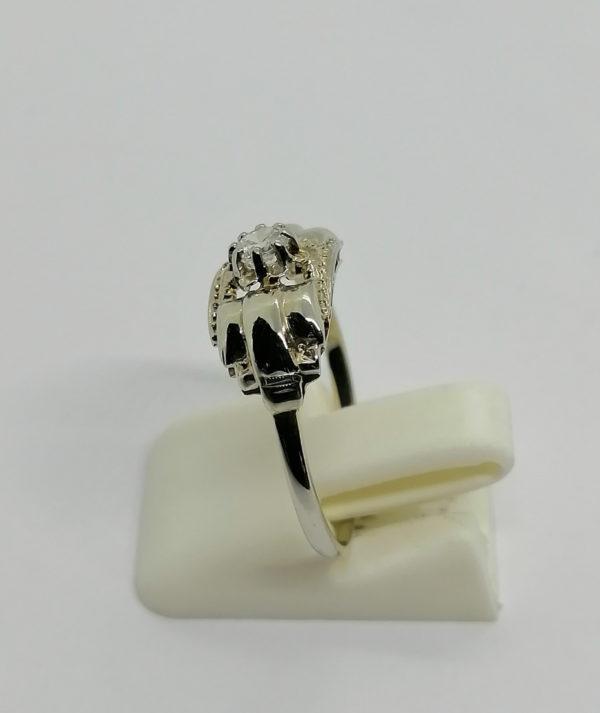 Bague en or gris, modèle art déco avec zirconium, 1930. – Image 2