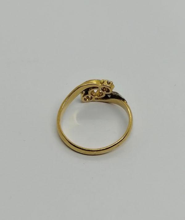 Bague en or, façon vague, roses de diamants, perles fines, Art Nouveau, vers 1900. – Image 3