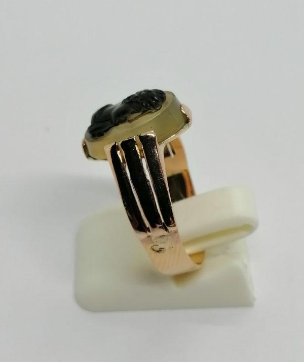 Bague en or rose, avec camé agate, fin 19ième siècle. – Image 2