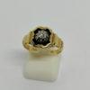 Bague en or, petite chevalière en émail noir et diamant, 1880.