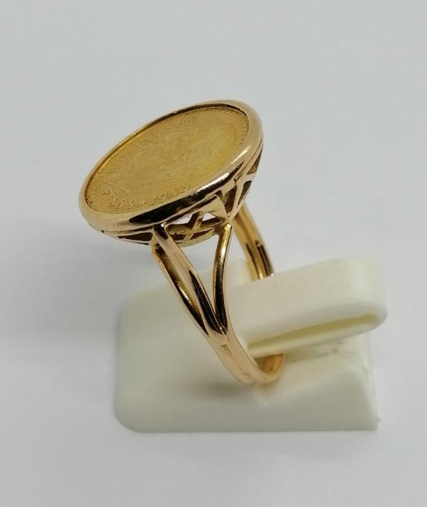 Bague en or , montée avec un pesso mexicain, 1950. – Image 2