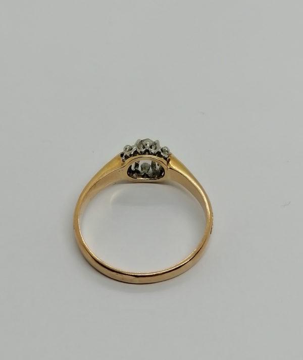Bague en or rosé, sertie platine, solitaire avec rose de diamant, 1900. – Image 3