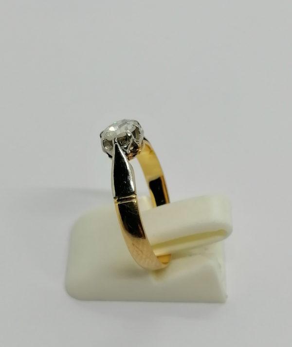Bague en or bicolore, solitaire avec rose de diamant, Art Nouveau vers 1900. – Image 2