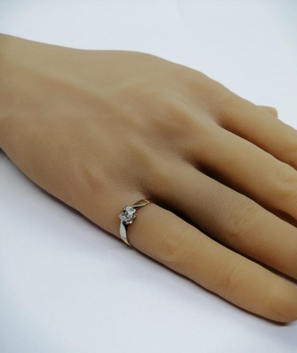 Bague en or bicolore, solitaire avec rose de diamant, Art Nouveau vers 1900. – Image 5