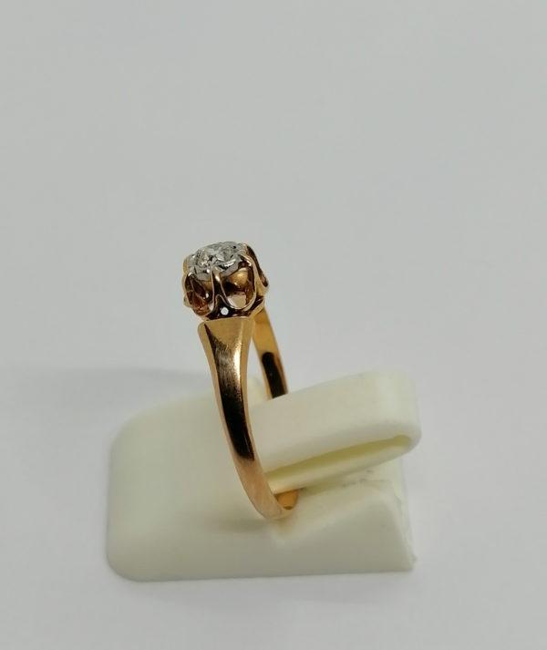 Bague en or rosé, solitaire avec diamant de taille ancienne, vers 1900. – Image 2