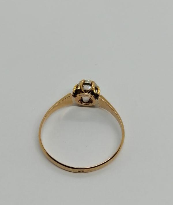 Bague en or rosé, solitaire avec diamant de taille ancienne, vers 1900. – Image 3