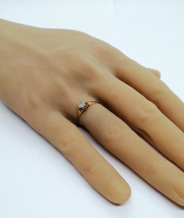 Bague en or rosé, solitaire avec diamant de taille ancienne, vers 1900. – Image 5