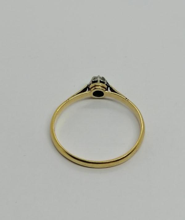 Bague en or, sertie platine, tout petit solitaire diamant, 1920. – Image 3