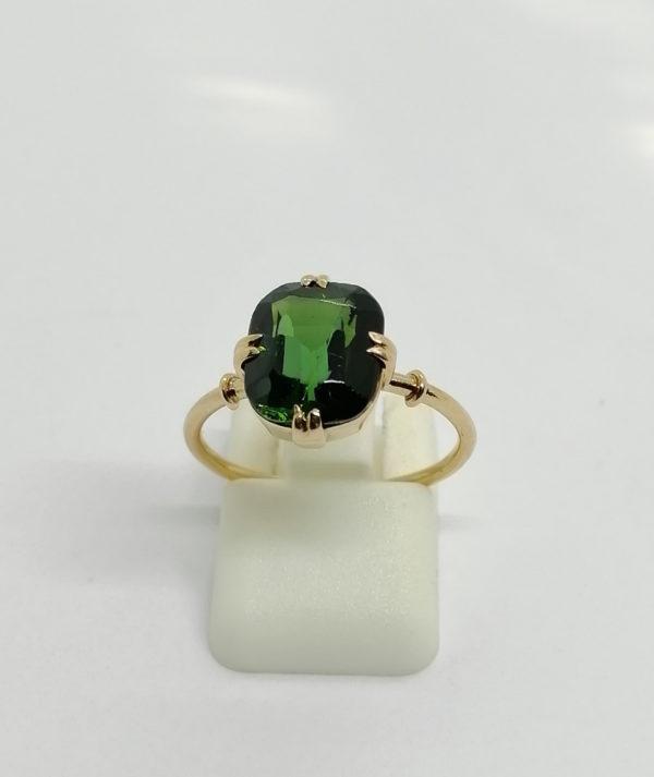 Bague en or, sertie d'une tourmaline verte, 1900, Art Nouveau.