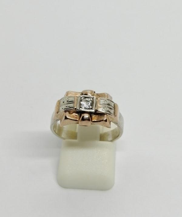 Bague or/argent, bicolore et pierre blanche, 1920-25.