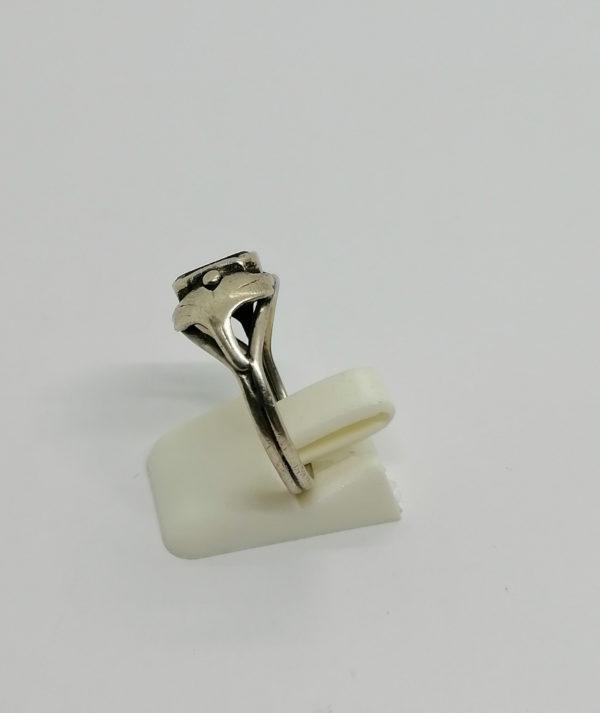 Bague argent, feuillage stylisé et citrine ambré. – Image 2