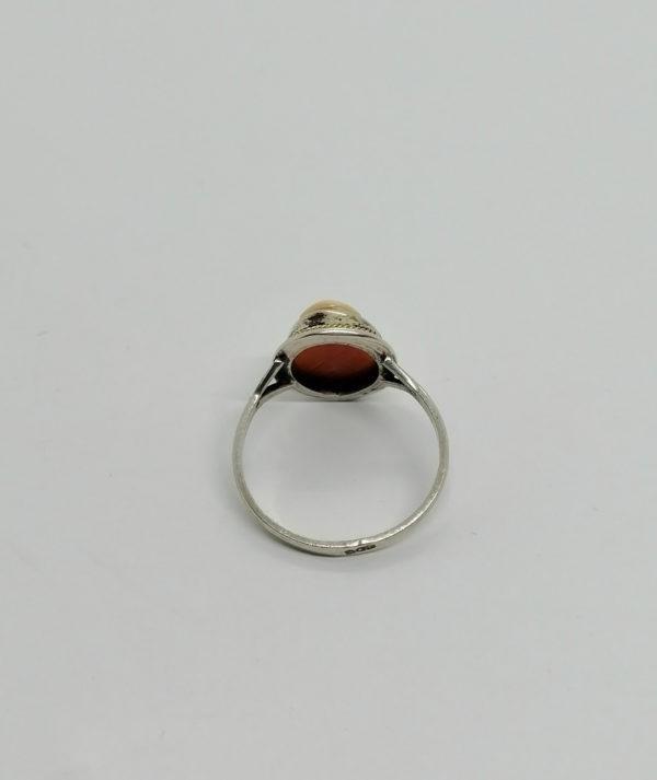 Bague argent, petit camée coquillage, portrait de femme. – Image 3