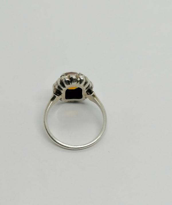 Bague argent, avec pierre de synthèse couleur citrine ambrée. – Image 3