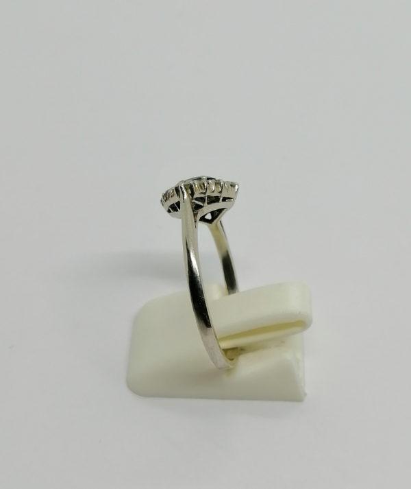 Bague argent, saphir de synthèse et vrais diamants taillés vers 1950. – Image 3