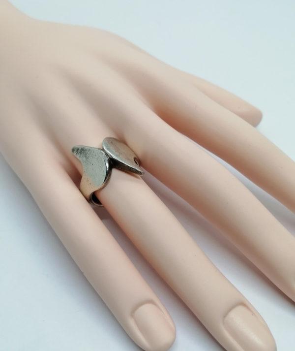Bague argent, modèle style deux têtes d'oiseaux stylisé. – Image 4