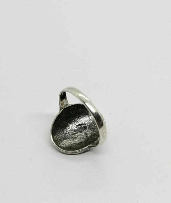 Bague argent, modèle coquillage ou cible, de forme ovale. – Image 3