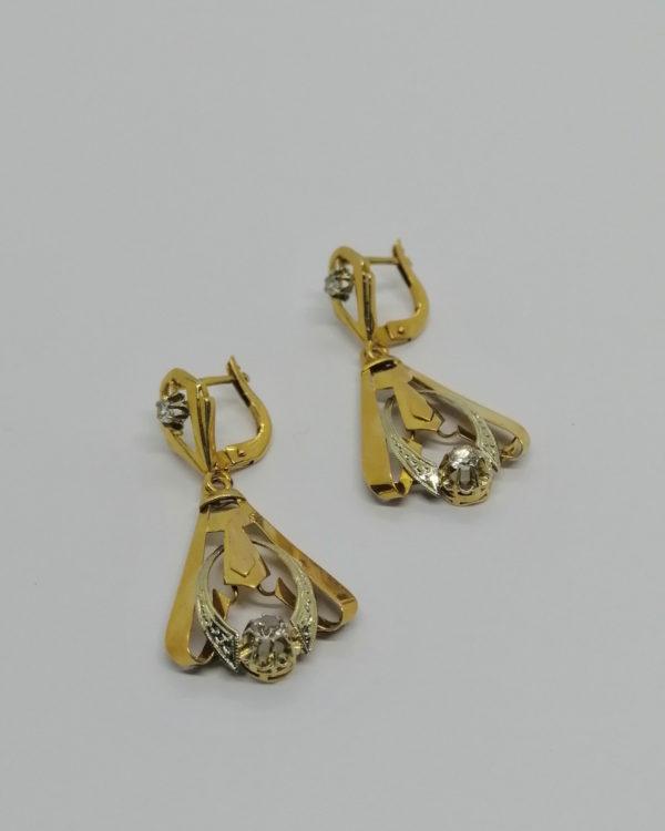 Demi-parure en or bicolore, forme géométrique, typique de l'époque Art Déco, 1925.