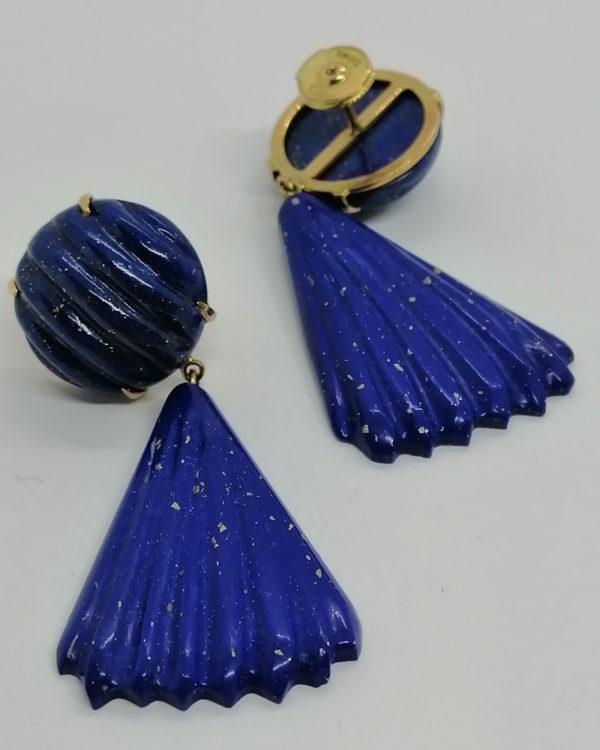 Boucles d'oreilles en or, importante pendantes en Lapis-Lazuli. – Image 2
