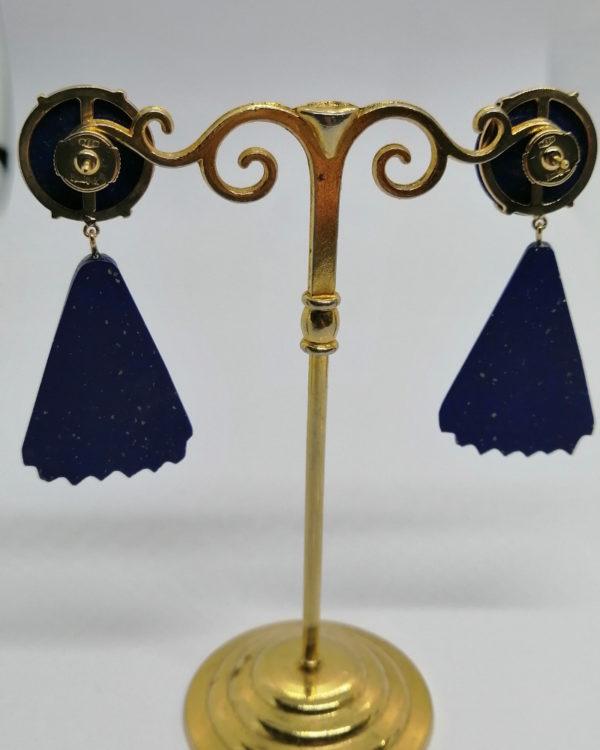 Boucles d'oreilles en or, importante pendantes en Lapis-Lazuli. – Image 5