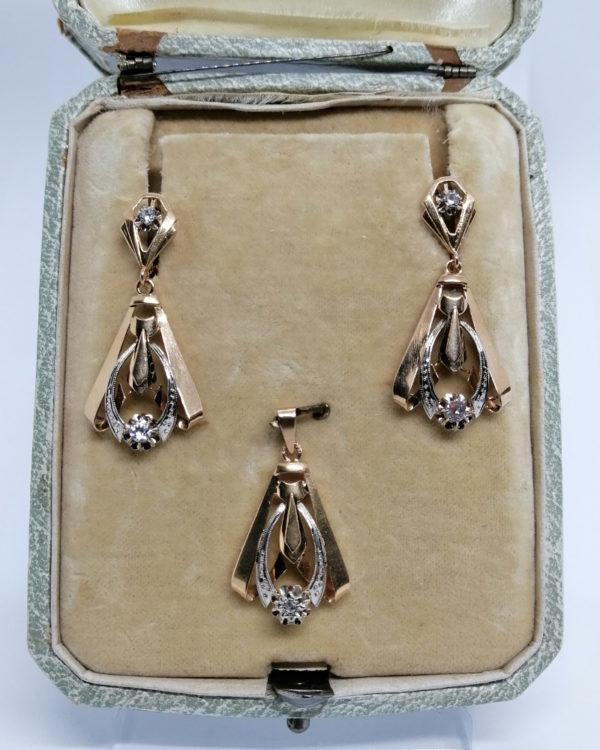 Demi-parure en or bicolore, forme géométrique, typique de l'époque Art Déco, 1925. – Image 6